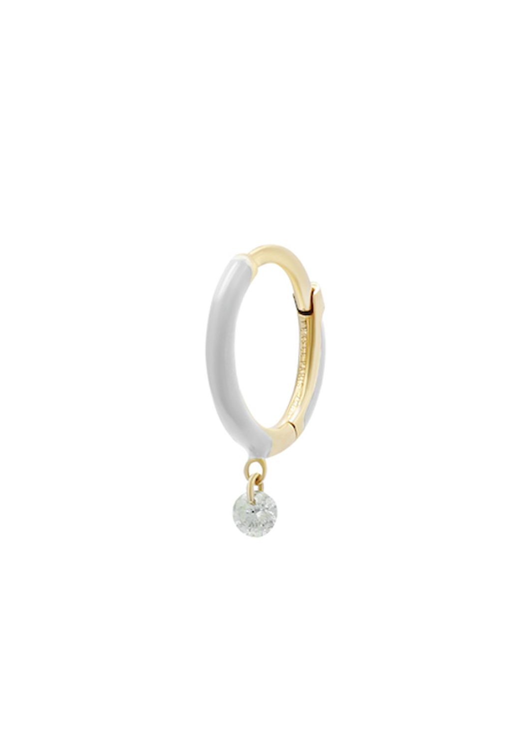 Persée Paris 18KYG Diamond & White Enamel Hoop Earring | Ref. EA82774- WT-YG | OsterJeweler.com