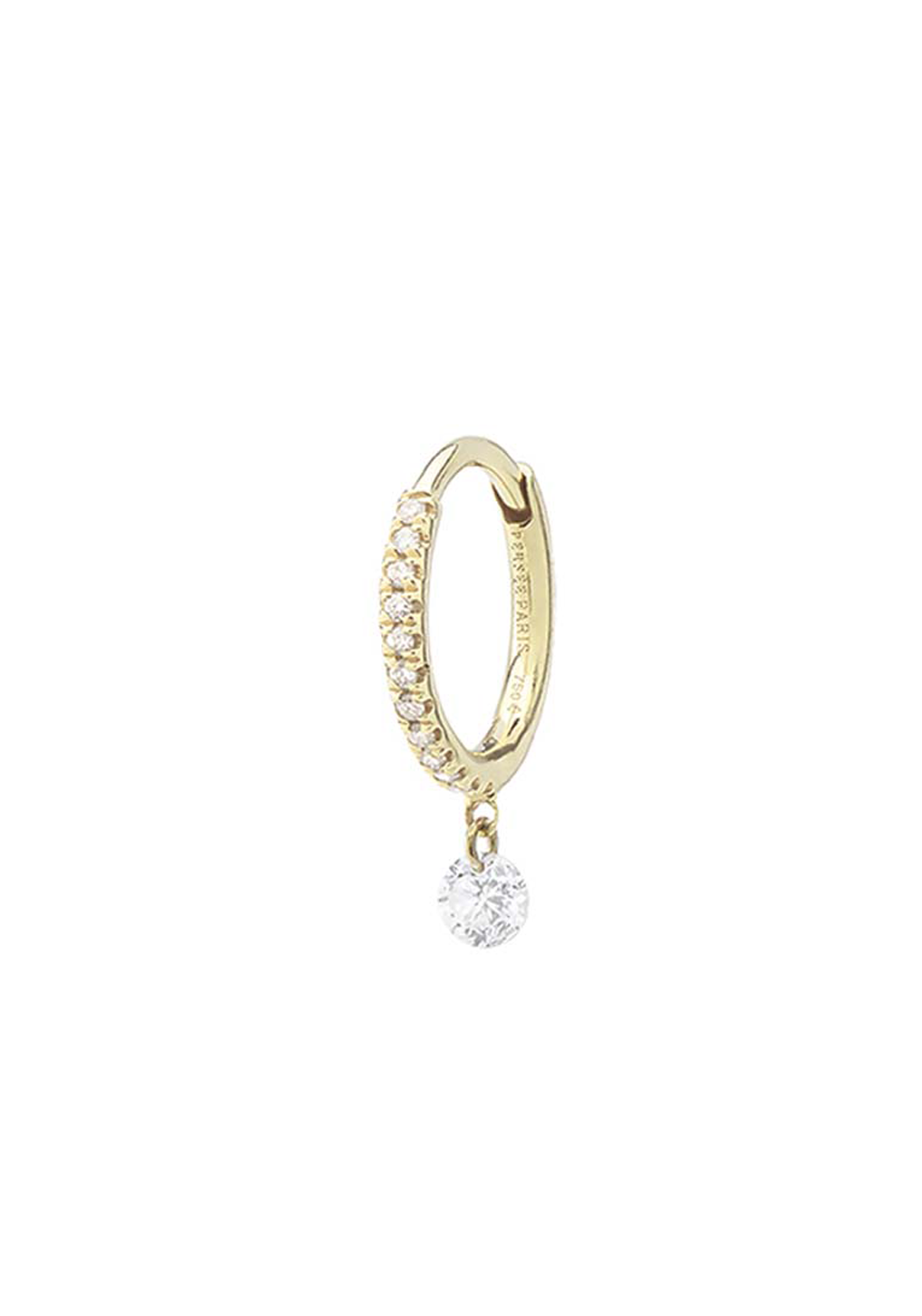 Persée Paris 18K Yellow Gold Solitaire Pavé Diamond Hoop Earring