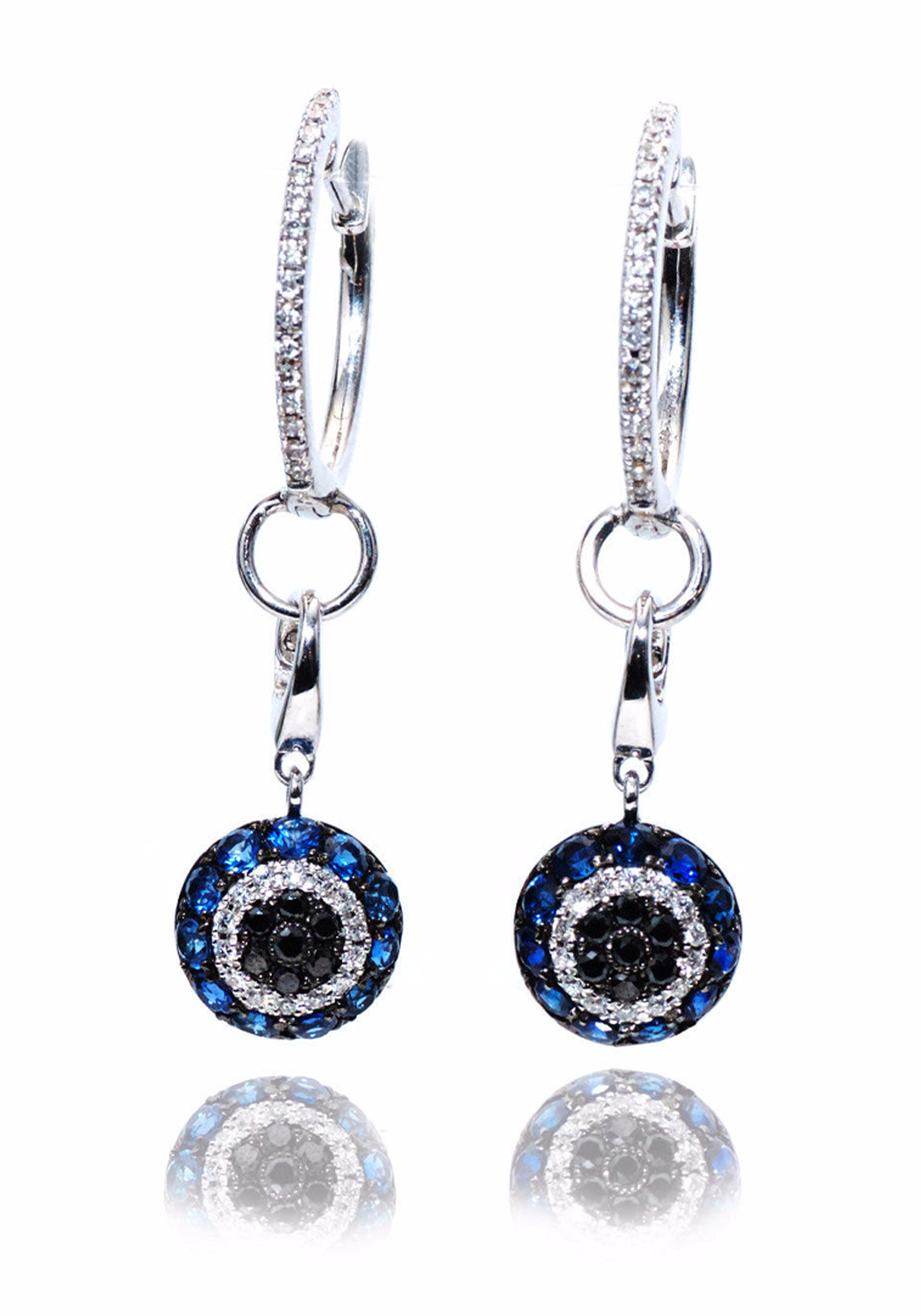 Pippo Perez Diamond & Sapphire Evil Eye Hoop Dangle Earrings | OsterJewelers.com