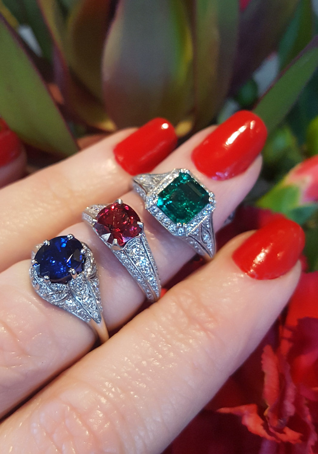 Sebastien Barier Oval Sapphire & Diamond Ring