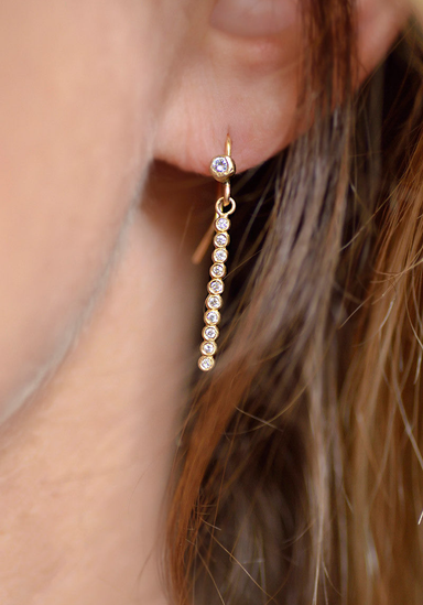 Sofia Kaman 14K Yellow Gold Diamond Stick Dangle Earrings | OsterJewelers.com