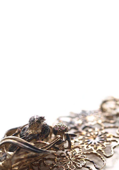 Vernissage Burnished Silver Happy Bird Nest Pendant Necklace | OsterJewelers.com