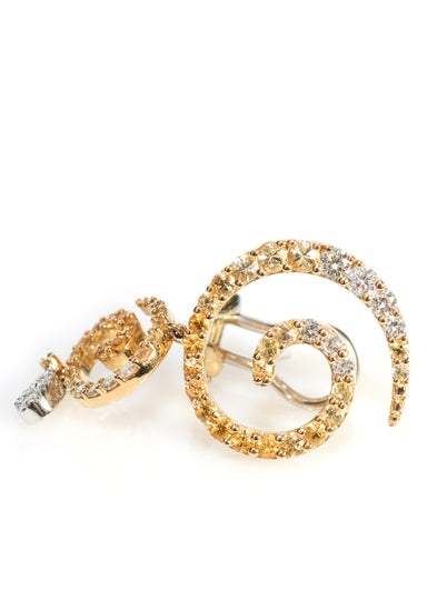 Stefan Hafner Diamond & Orange Sapphire Swirl Drop Earrings | OsterJewelers.com