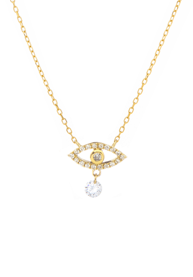 Persée Paris 18K Yellow Gold Pave Diamond Evil Eye Necklace | OsterJewelers.com
